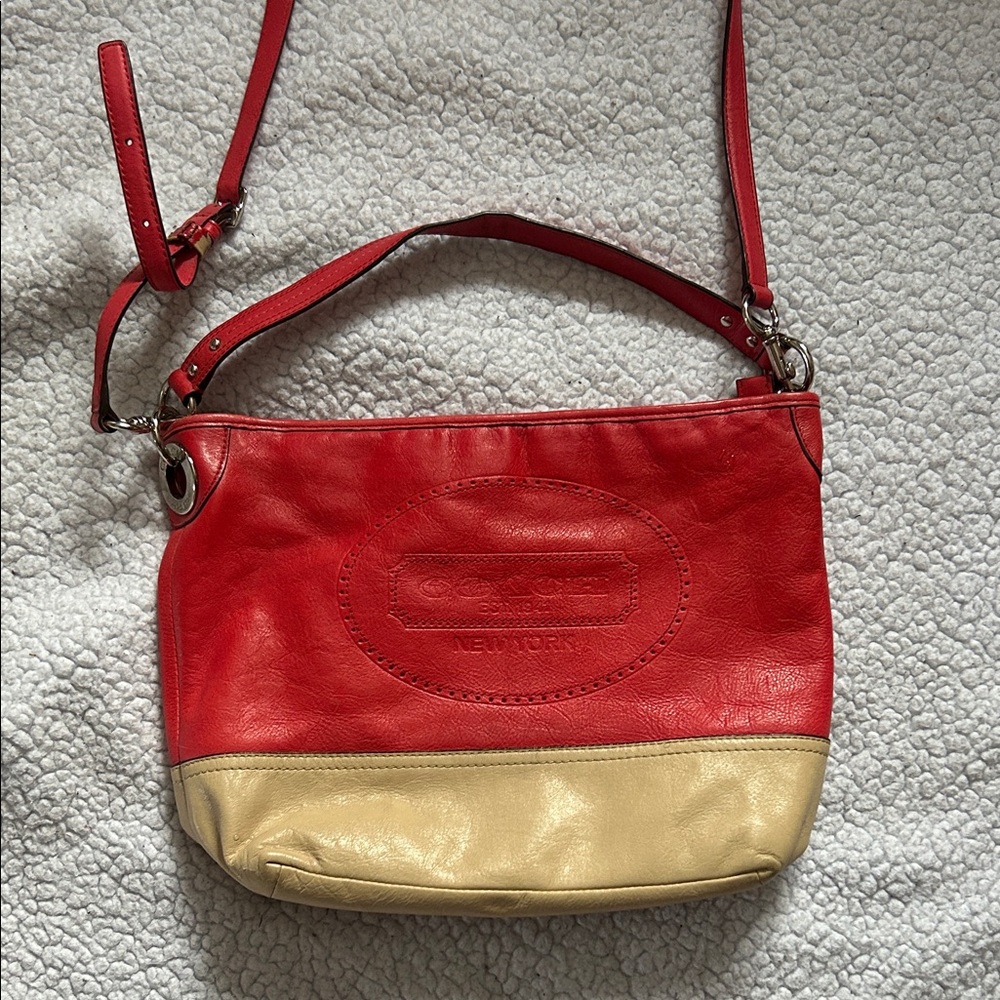 Coach Red and Tan Crossbody Bag